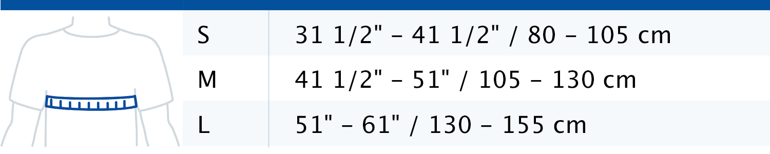 Size chart showing measurements for Actimove Sports Edition Shoulder Support with Extra Pocket for Optional Hot/Cold Pack
 Size chart showing measurements for Actimove Sports Edition Shoulder Support with Extra Pocket for Optional Hot/Cold Pack